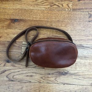 Vintage cognac leather belt bag purse fanny pack
